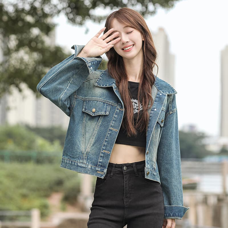 가을 겨울 새로운 한국 스타일 레트로 패션 다용도 루즈핏 데님 긴팔 여성 코트 이미지 2