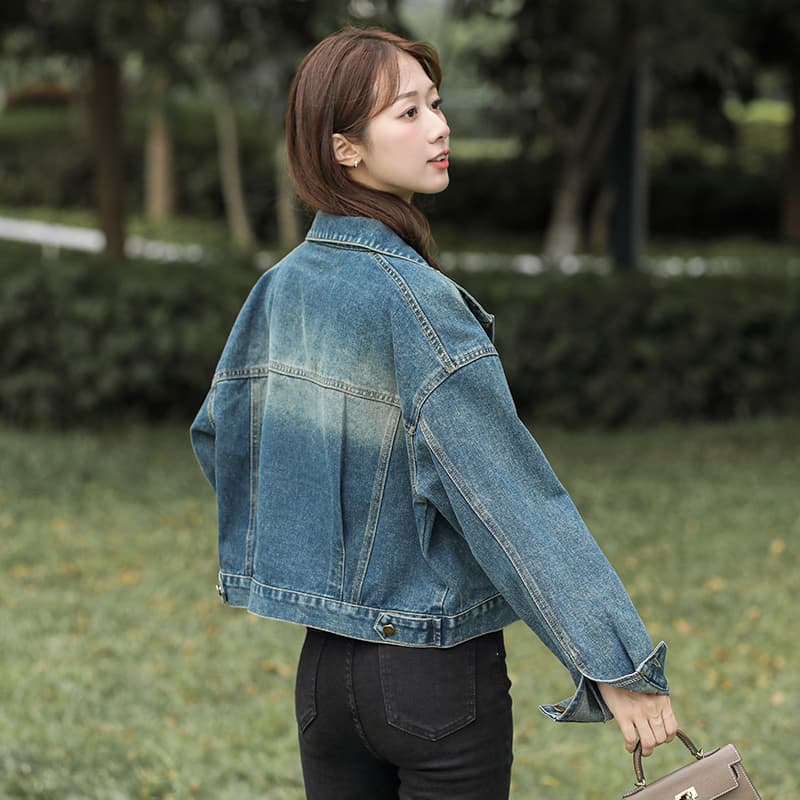 가을 겨울 새로운 한국 스타일 레트로 패션 다용도 루즈핏 데님 긴팔 여성 코트 이미지 5
