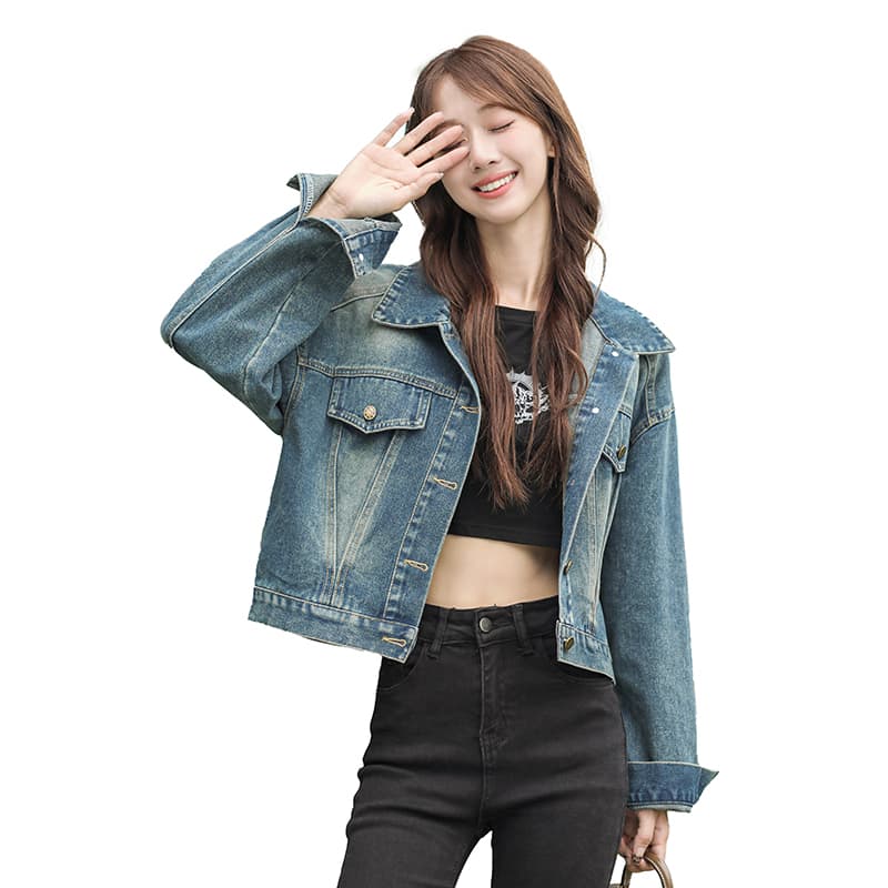 가을 겨울 새로운 한국 스타일 레트로 패션 다용도 루즈핏 데님 긴팔 여성 코트 이미지 6