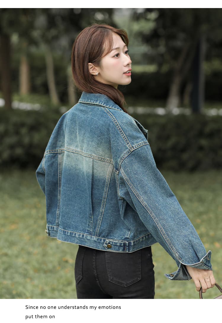 가을 겨울 새로운 한국 스타일 레트로 패션 다용도 루즈핏 데님 긴팔 여성 코트 상세 이미지 12