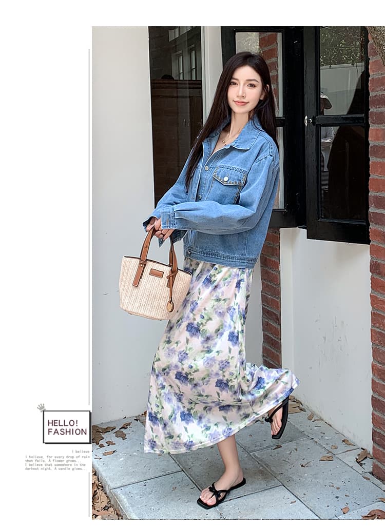 가을 겨울 새로운 한국 스타일 자수 디자인 센스 레트로 패션 다용도 루즈핏 데님 긴팔 여성 코트 얕은 깊이 둘 색상 상세 이미지 8