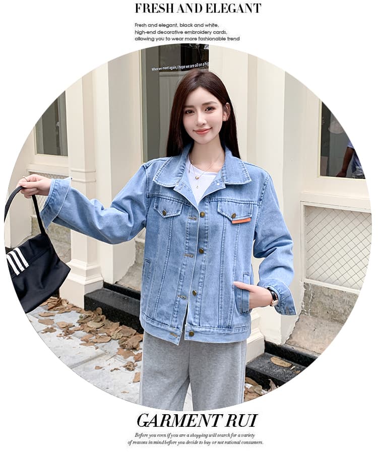 가을 겨울 새로운 한국 스타일 디자인 센스 패션 주문 표준 가스 질감 전체 데님 긴팔 여성 코트 상세 이미지 8