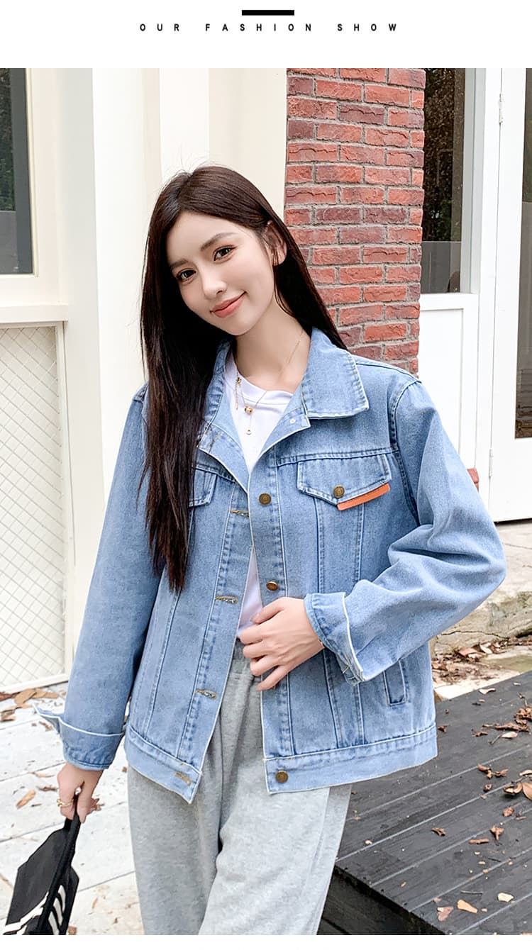 가을 겨울 새로운 한국 스타일 디자인 센스 패션 주문 표준 가스 질감 전체 데님 긴팔 여성 코트 상세 이미지 10