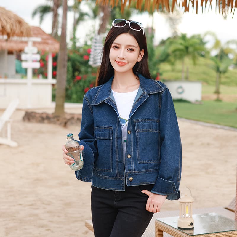 가을 겨울 새로운 빅 포켓 디자인 센스 루즈핏 다용도 레트로 홍콩 느낌 데님 재킷 이미지 2