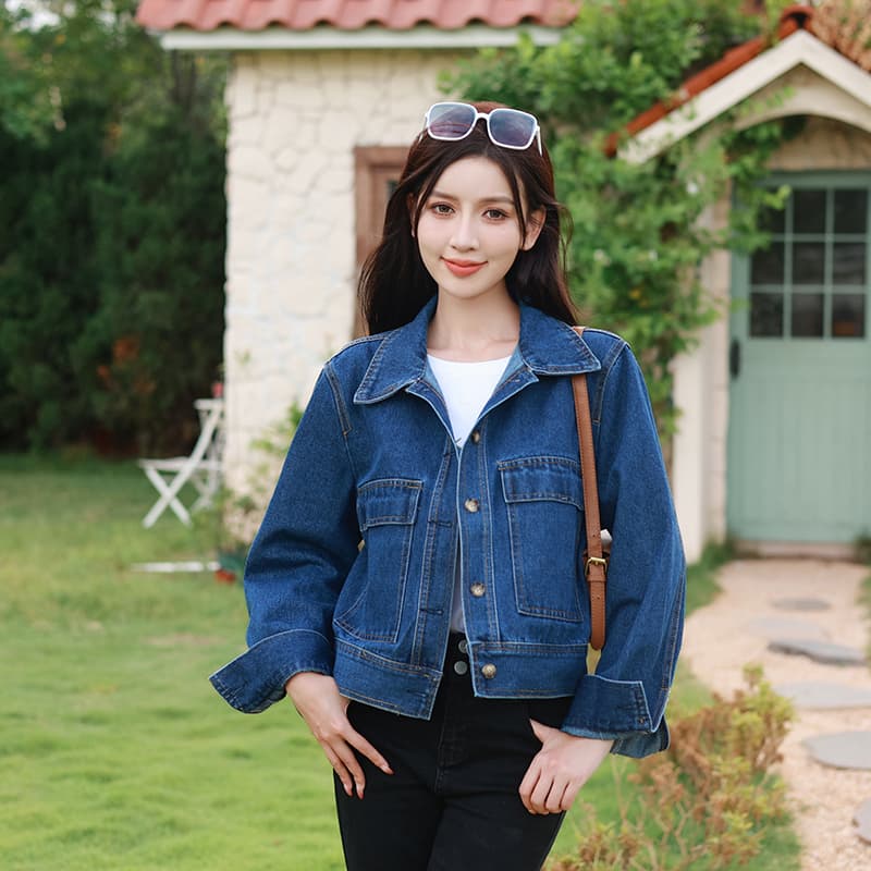 가을 겨울 새로운 빅 포켓 디자인 센스 루즈핏 다용도 레트로 홍콩 느낌 데님 재킷 이미지 3