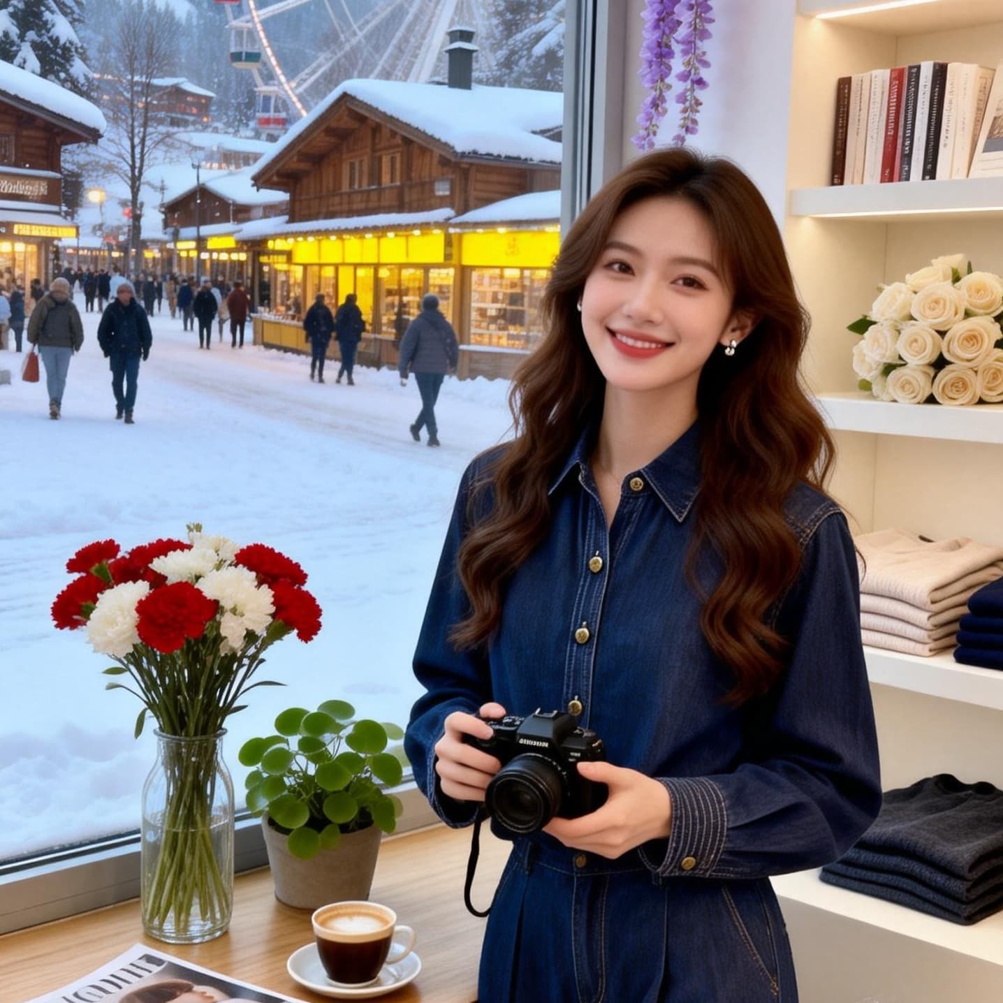 한국 스타일 와이드 커프스 기타 선 장식 스택 착용 디자인 센스 작은 대중 루즈핏 다용도 데님 긴팔 셔츠 여성 상세 이미지 10