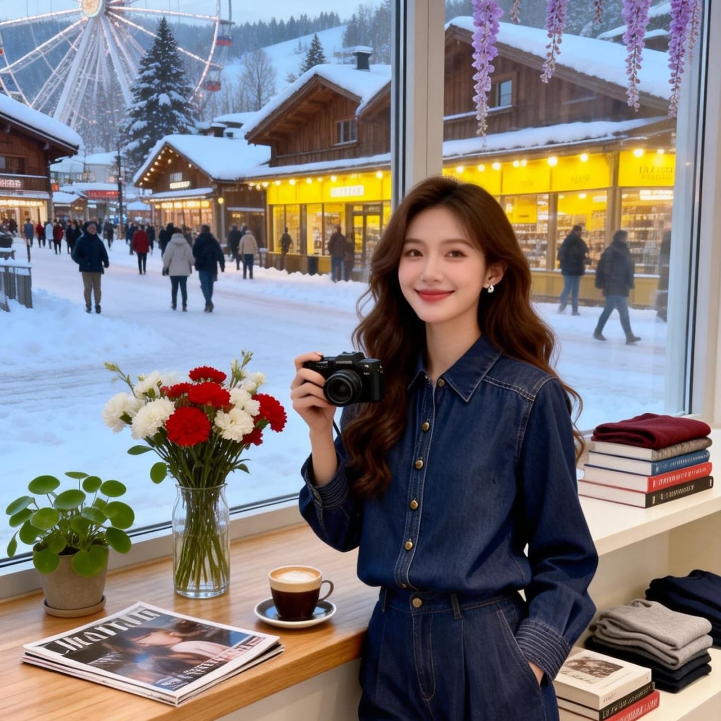 한국 스타일 와이드 커프스 기타 선 장식 스택 착용 디자인 센스 작은 대중 루즈핏 다용도 데님 긴팔 셔츠 여성 상세 이미지 12