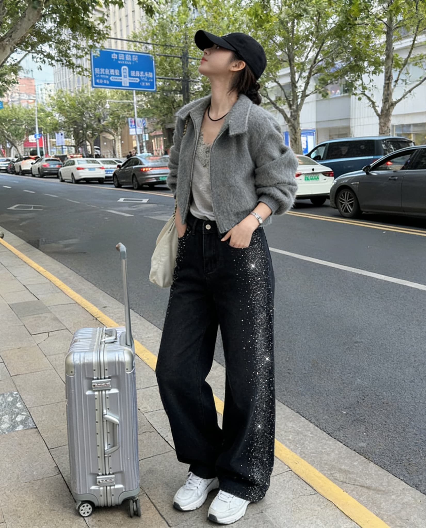 실사 리 부드럽게 6 월 한 부서 ing 바람 무거운 작업 티타늄 합금 핫픽스 슈퍼 플래시 데님 여성 하이웨이스트 스트레이트 루즈핏 슬림해 보이는 이미지 3