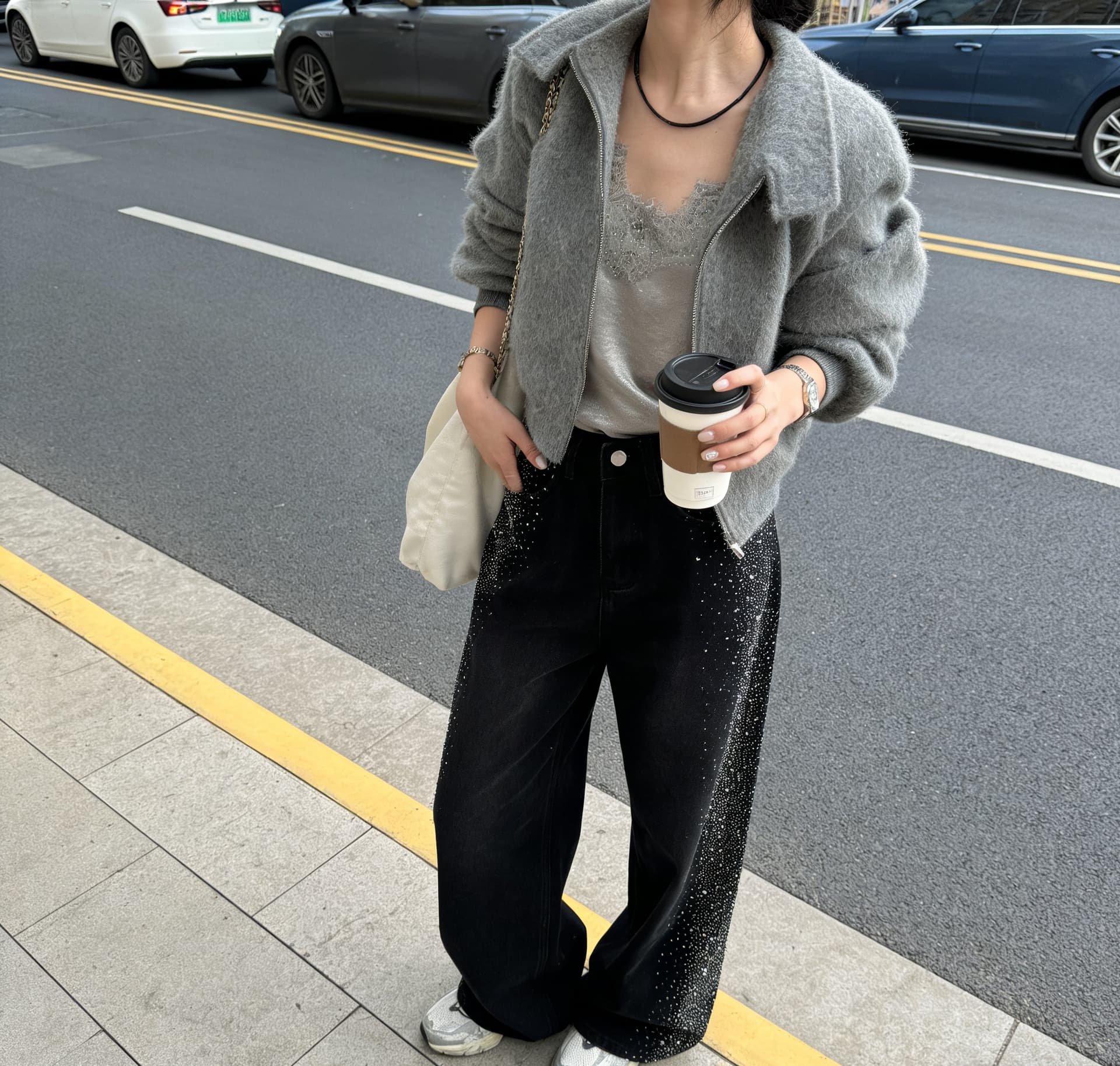 실사 리 부드럽게 6 월 한 부서 ing 바람 무거운 작업 티타늄 합금 핫픽스 슈퍼 플래시 데님 여성 하이웨이스트 스트레이트 루즈핏 슬림해 보이는 이미지 5