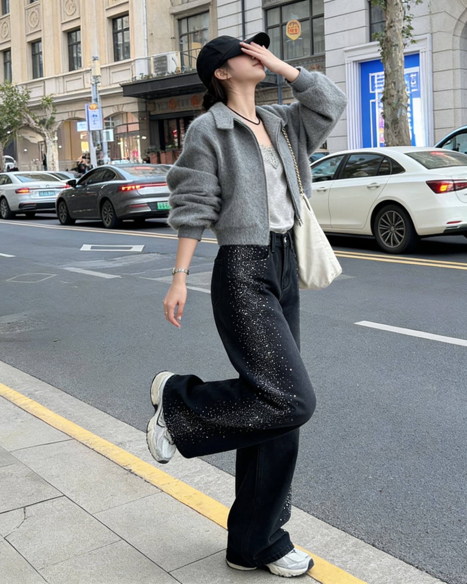 실사 리 부드럽게 6 월 한 부서 ing 바람 무거운 작업 티타늄 합금 핫픽스 슈퍼 플래시 데님 여성 하이웨이스트 스트레이트 루즈핏 슬림해 보이는 상세 이미지 11