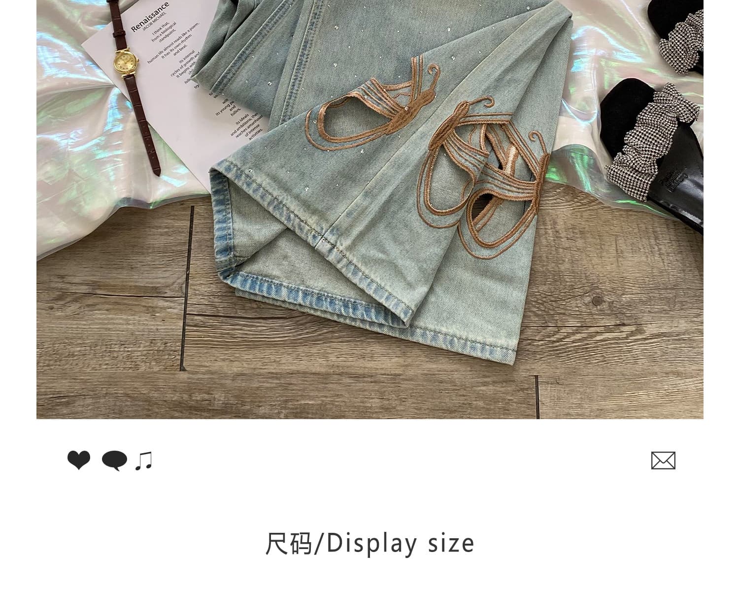 경관 그림 나비 홀로우 아웃 찢어진 부분 넓은 다리 청바지 여성 여름 얇은 스타일 2026 하이웨이스트 슬림해 보이는 루즈핏 핫픽스 스트레이트 팬츠 상세 이미지 2