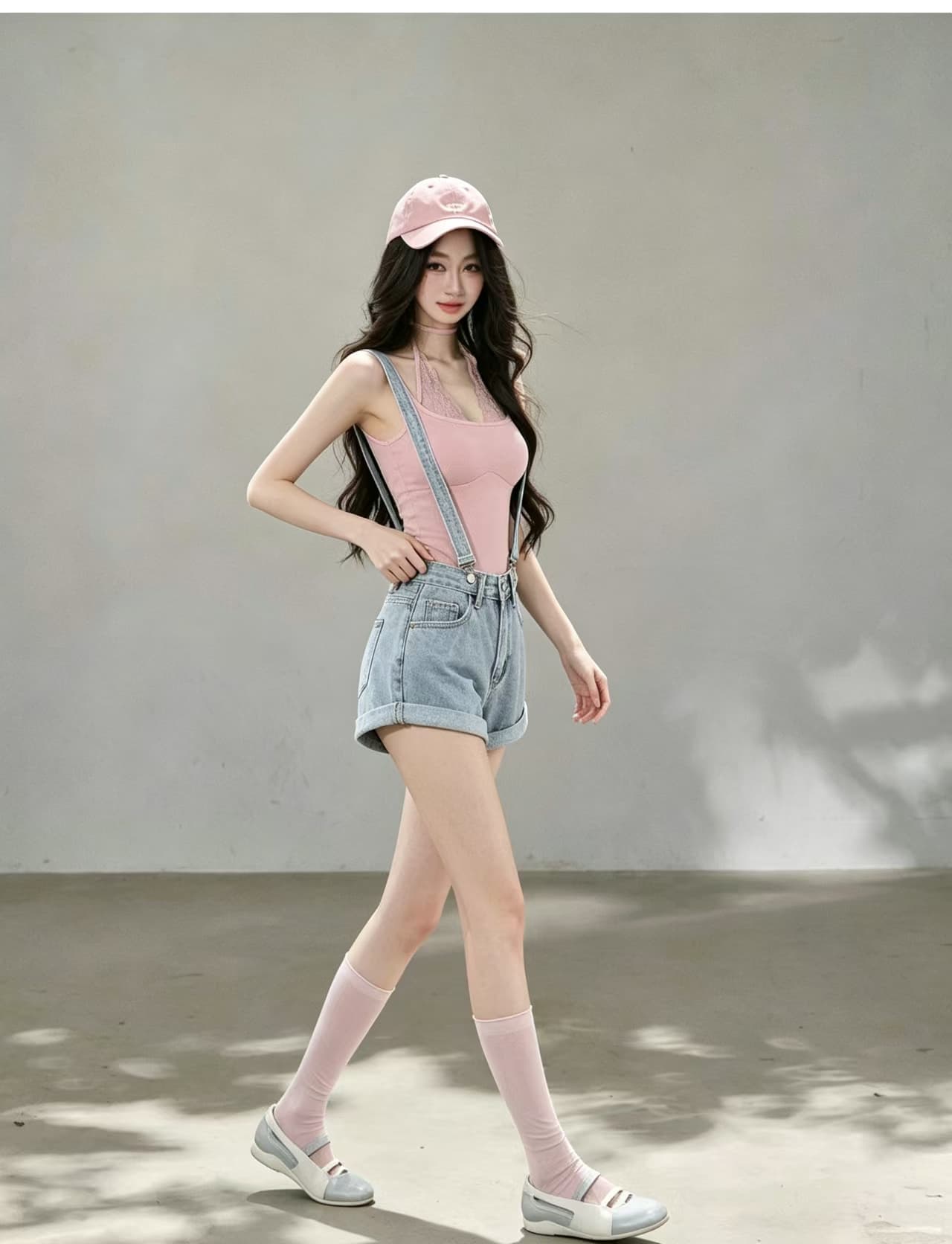 실사 한국 스타일 디자인 센스 주머니 둘 착용 수 있습니다. 철거 데님 멜빵 반바지 여성 여름 하이웨이스트 슬림해 보이는 핫걸 짧은 바지 상세 이미지 7