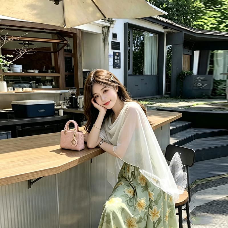 실사 느슨함 센스 세트 여성 여름 2026 새로운 루즈핏 자외선 차단 블라우스 꽃무늬 슬립 드레스 투피스 세트 상세 이미지 4