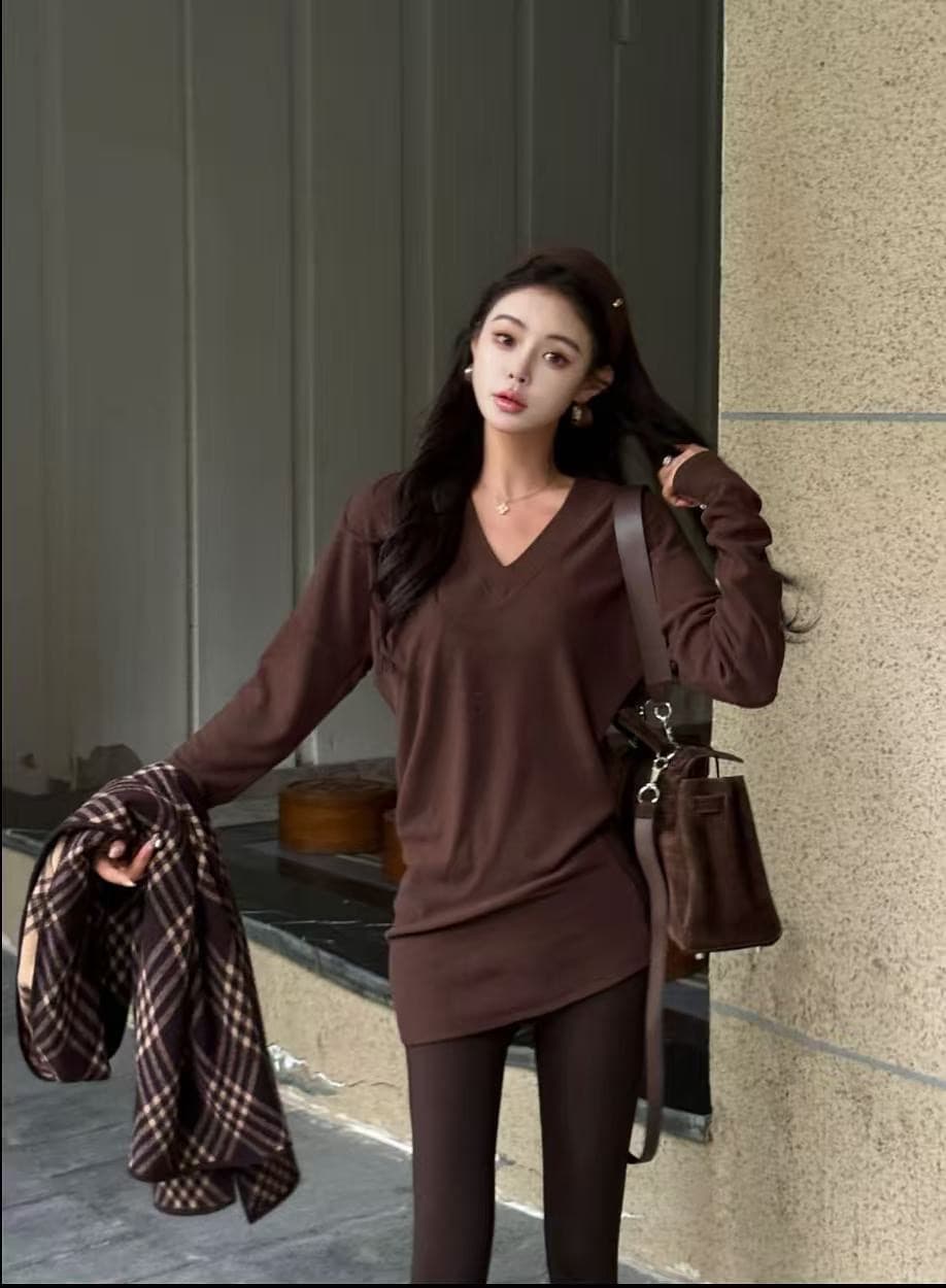 2026 봄 새로운 V넥 디자인 센스 프라임 에디션 배트윙 소매 얇은 스타일 다용도 t 치마 상세 이미지 2