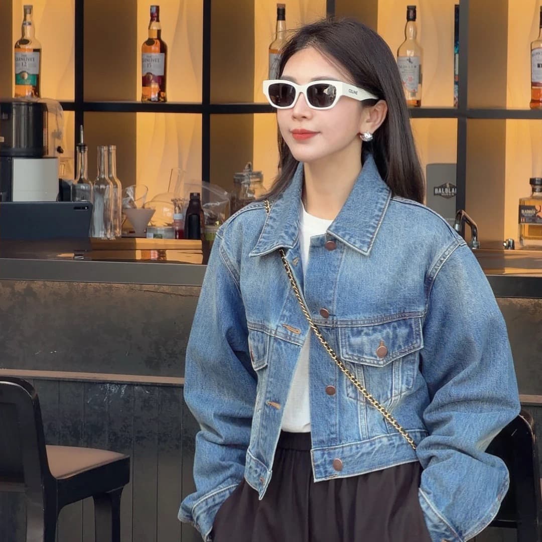 감정 테이프 이른 봄 새로운 레트로 스타일 패션 트렌드 데님 재킷