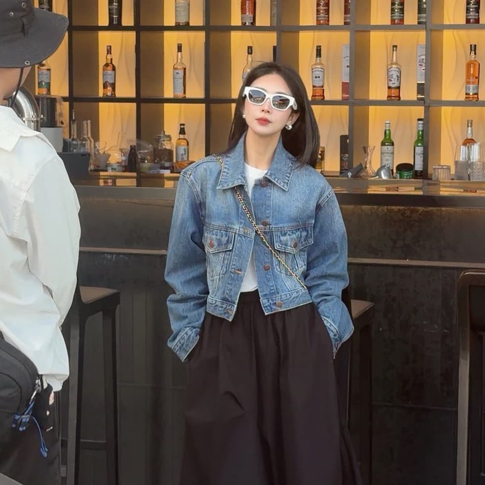 감정 테이프 이른 봄 새로운 레트로 스타일 패션 트렌드 데님 재킷 이미지 2
