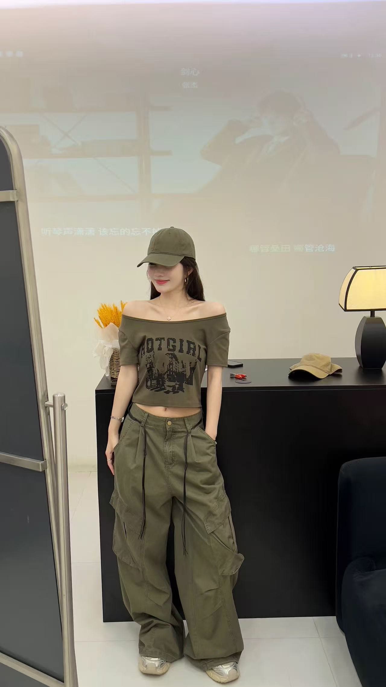 새로운 패션 외국 가스 달콤한 차가운 트렌드 알파벳 맨위 하이웨이스트 워크웨어 와이드 레그 팬츠 벨트 3 세트 이미지 3