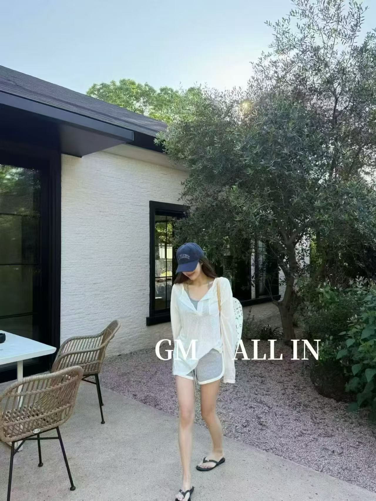 새로운 달콤한 매운맛 얇은 스타일 루즈핏 긴팔 에어컨 셔츠 행침 목 조끼 허리밴드 반바지 3 세트 이미지 3