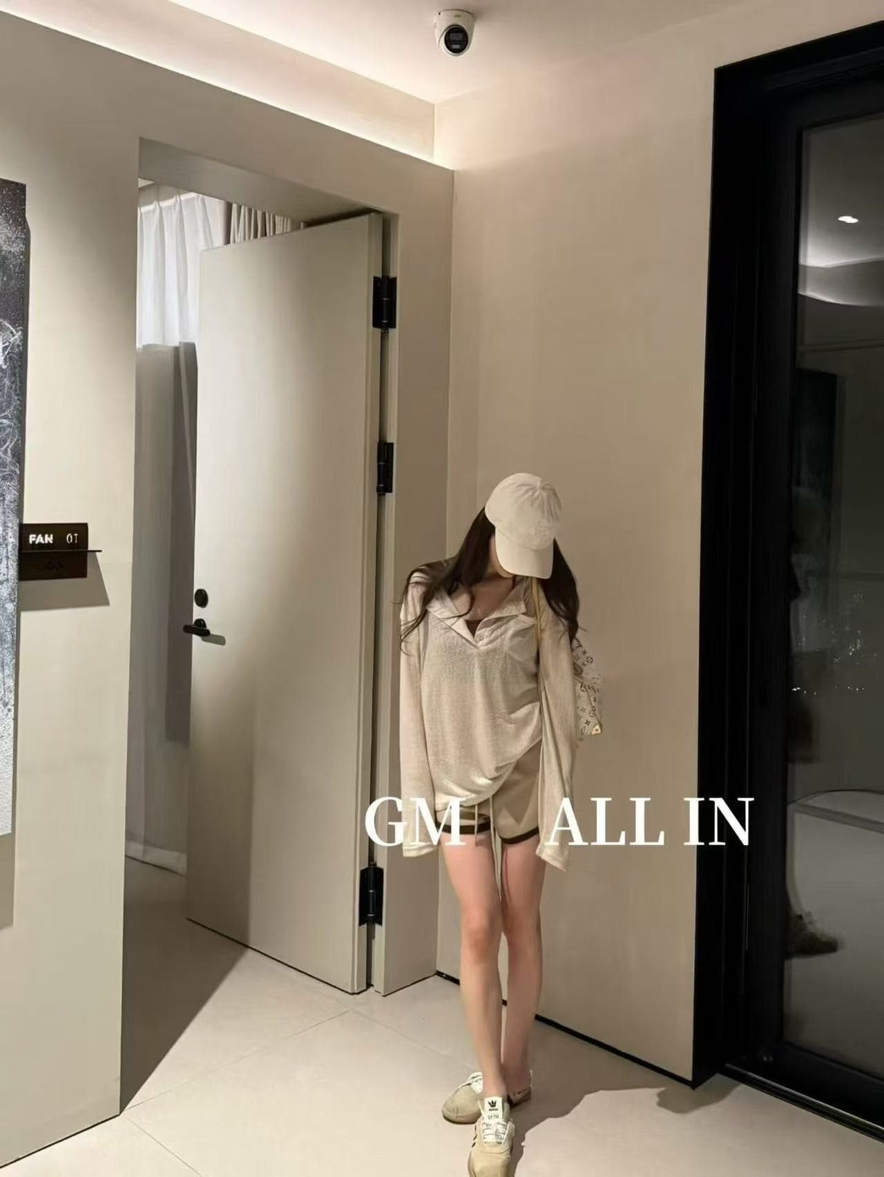 새로운 달콤한 매운맛 얇은 스타일 루즈핏 긴팔 에어컨 셔츠 행침 목 조끼 허리밴드 반바지 3 세트 이미지 4