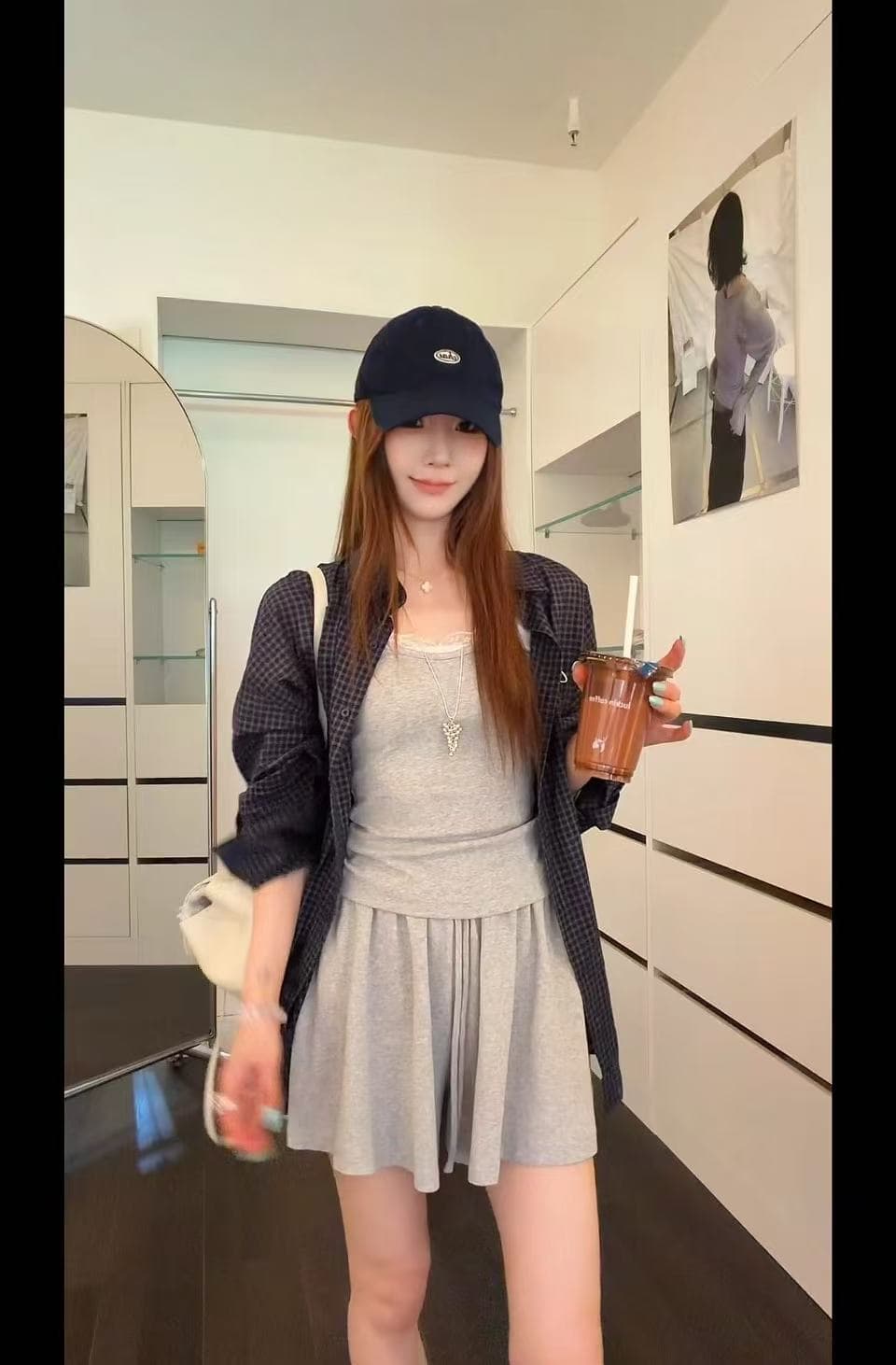새로운 한 부서 바람 얇은 스타일 자외선 차단 셔츠 캐미솔 허리밴드 캐주얼 반바지 3종 세트 이미지 5