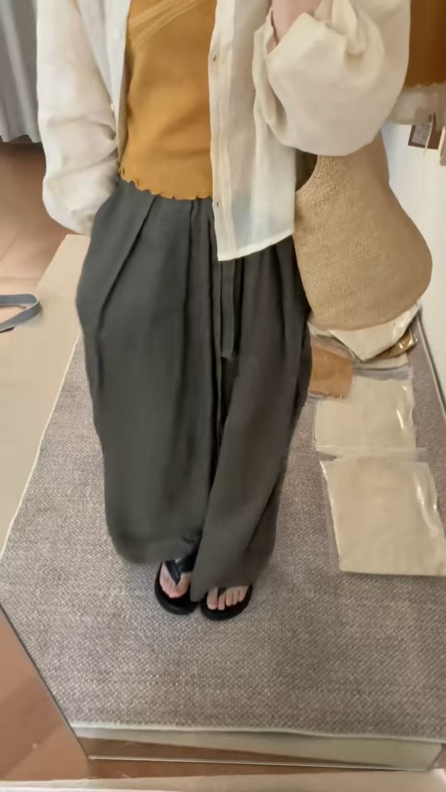 새로운 한국 스타일 차가운 얇은 스타일 패션 V넥 조끼 자외선 차단 오픈 가디건 허리밴드 캐주얼 바지 3 세트 상세 이미지 8