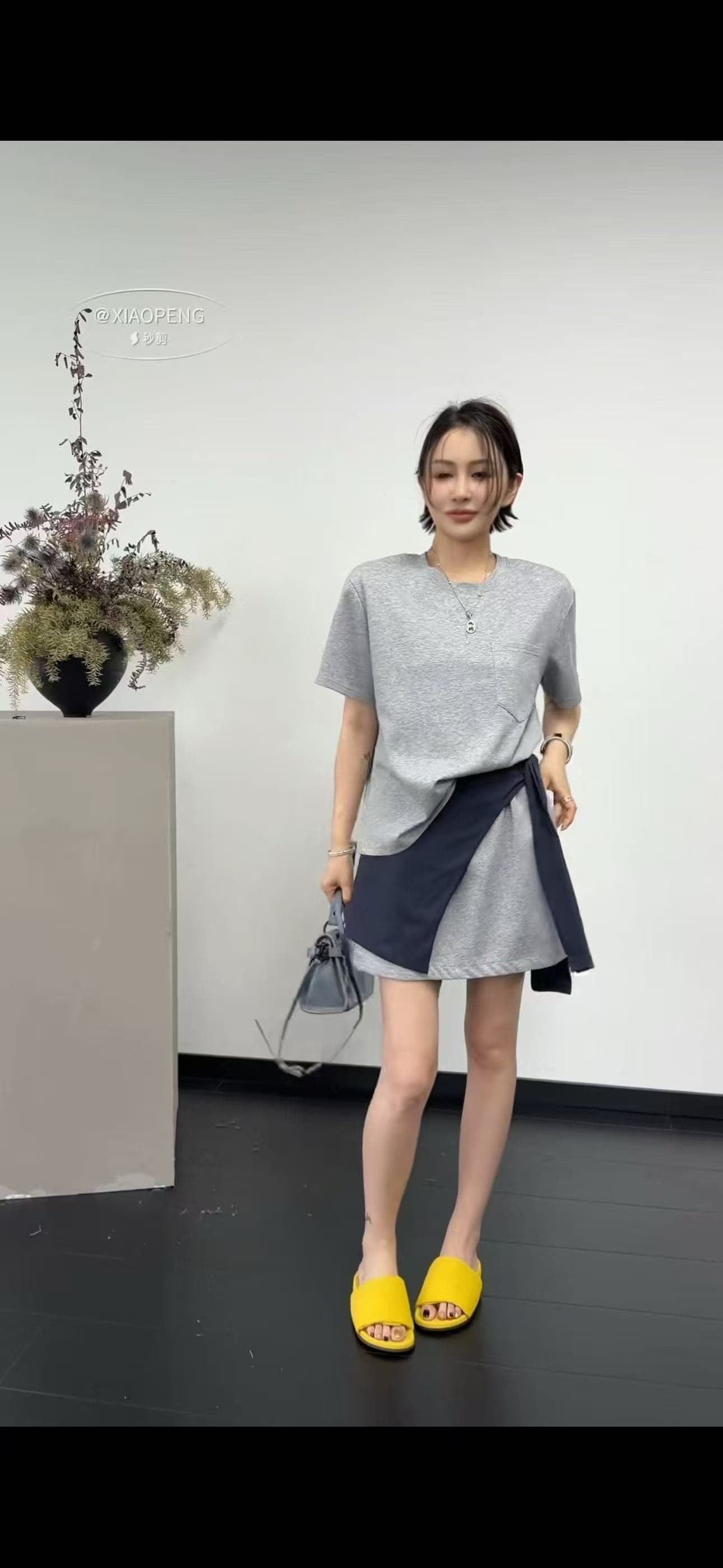 새로운 한국 스타일 패션 느긋한 바람 캐주얼 맨위 허리밴드 반신 스커트 숄 3 세트 상세 이미지 1