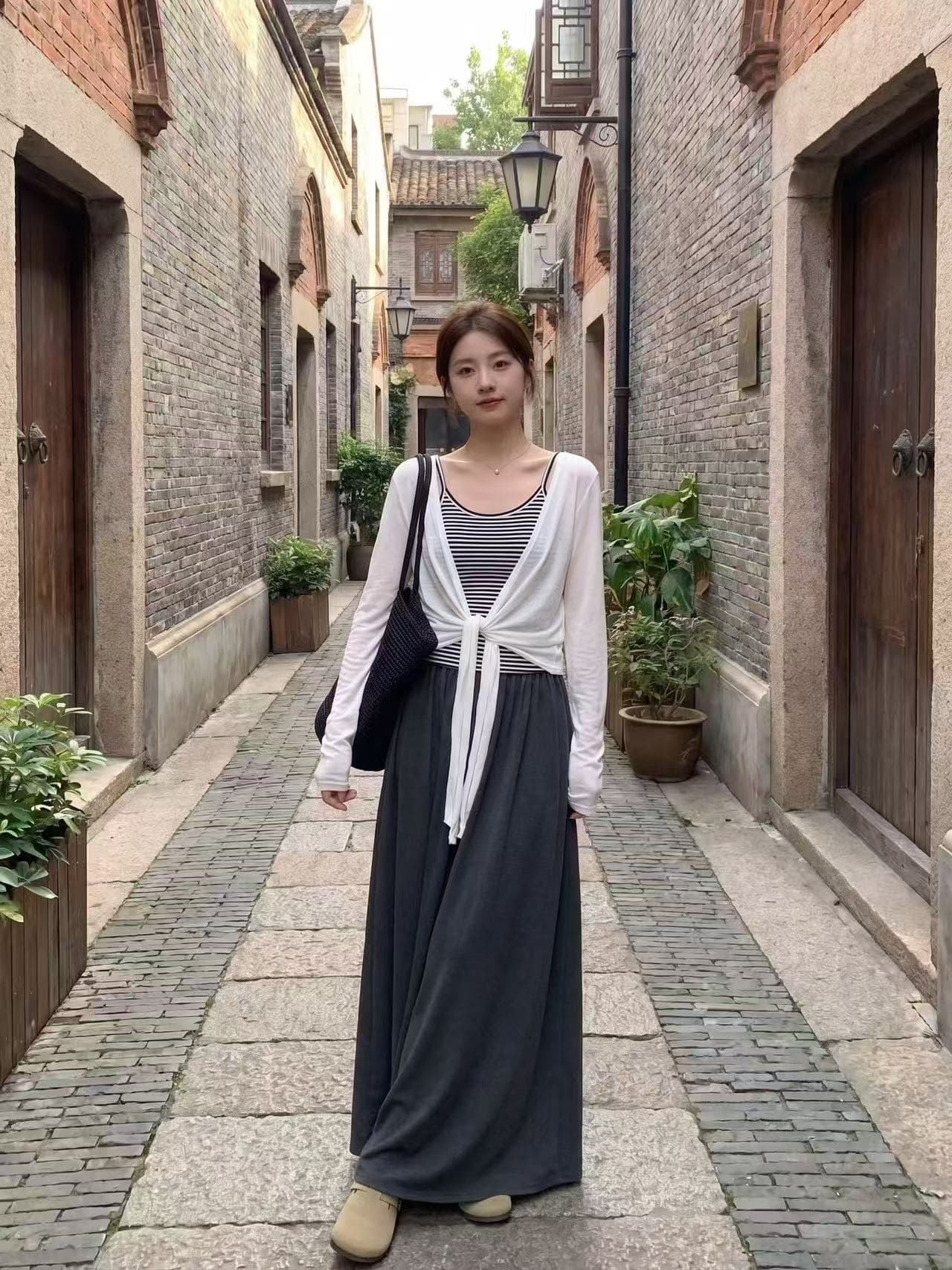 새로운 패션 느긋한 바람 일상 휴가 슬립 糸 벨트 자외선 차단 의류 허리밴드 반신 스커트 3 세트