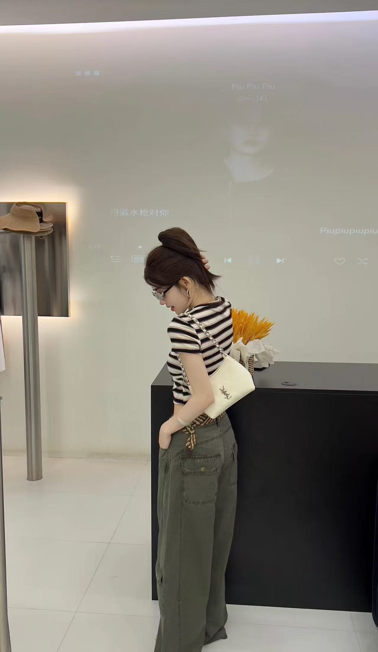 새로운 아메리칸 레트로 배색 스트라이프 쇼트 스타일 맨위 하이웨이스트 캐주얼 워크웨어 팬츠 벨트 3 세트 이미지 5