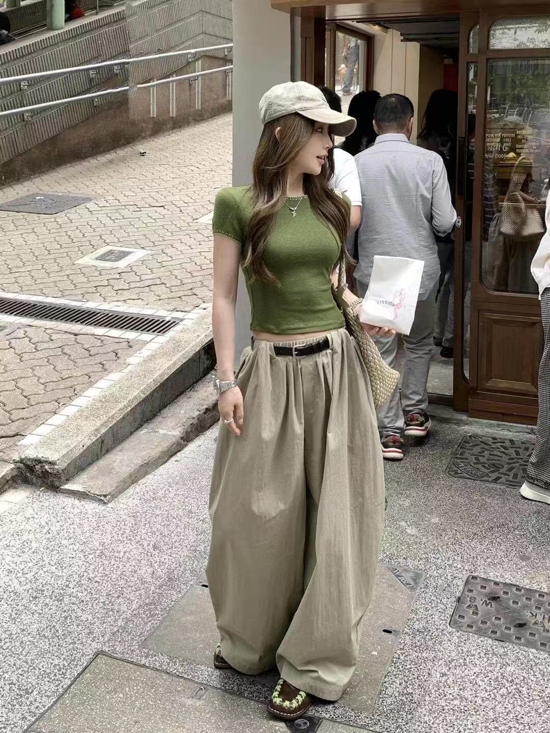 새로운 한국 스타일 패션 몸매 가꾸기 맨위 허리밴드 핀치 Pleat 더블 색상 모통이 칼 와이드 레그 팬츠 벨트 3 세트 상세 이미지 1