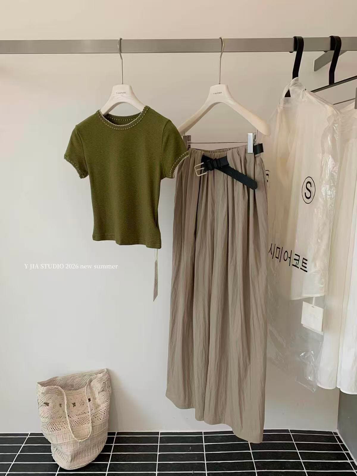 새로운 한국 스타일 패션 몸매 가꾸기 맨위 허리밴드 핀치 Pleat 더블 색상 모통이 칼 와이드 레그 팬츠 벨트 3 세트 상세 이미지 7