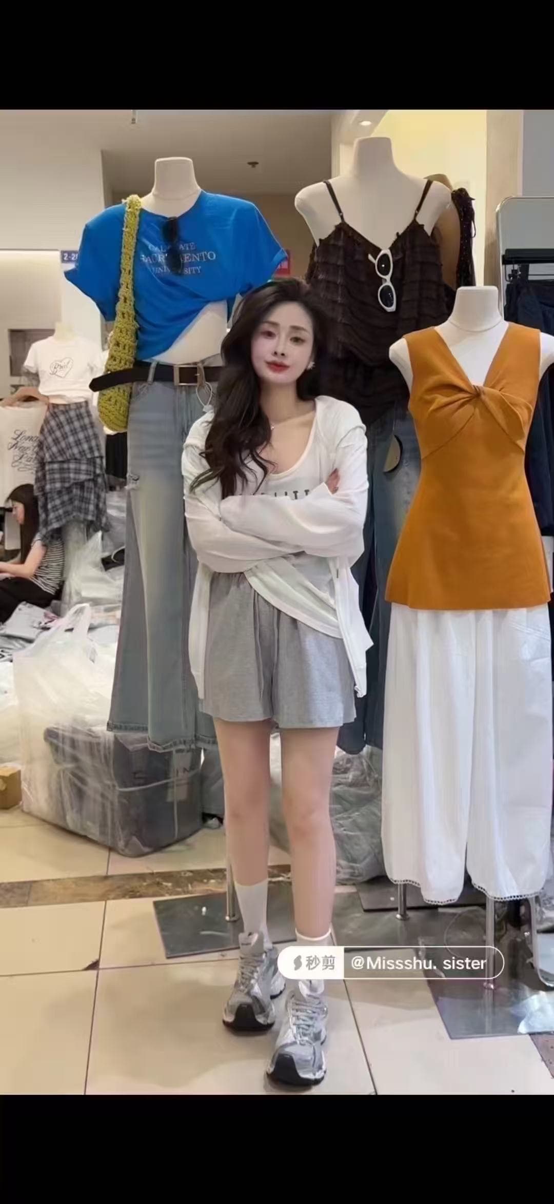 새로운 빛 럭셔리 고급 센스 느긋한 바람 루즈핏 후드 자외선 차단 의류 조끼 허리밴드 반바지 3 세트 상세 이미지 2