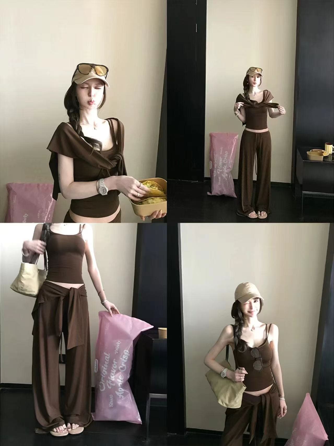 한 부서 느긋한 아니요 인내심있는 착용 가져 가라. 주간 실크 숄 슬립 허리밴드 부츠컷 캐주얼 바지 3종 세트 상세 이미지 6