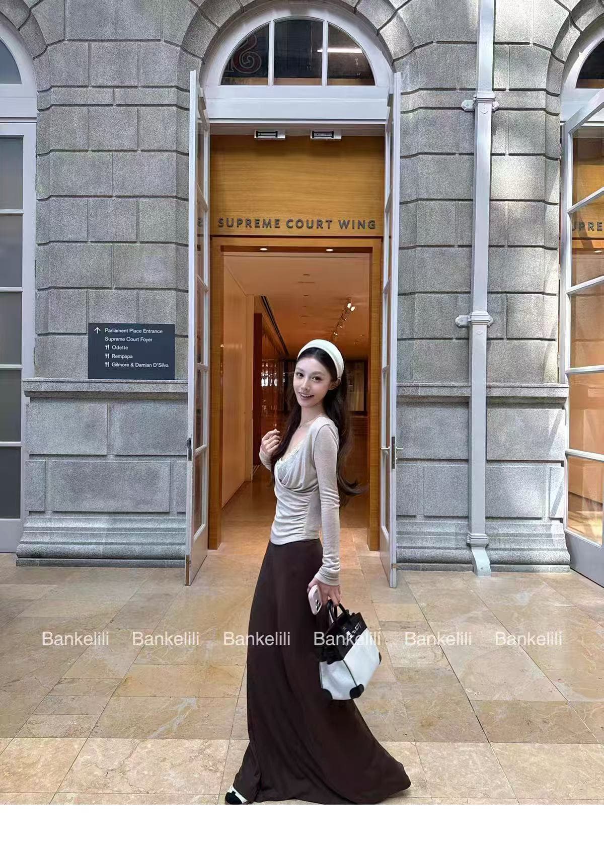 새로운 娇美 따뜻한 센스 패치워크 레이스 슬립 자외선 차단 맨위 허리밴드 반신 스커트 3 세트 상세 이미지 5