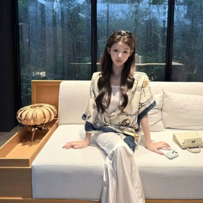 새로운 패션 오래된 돈 바람 얇은 스타일 숄 미니멀리즘 조끼 허리밴드 캐주얼 바지 3종 세트 이미지 4