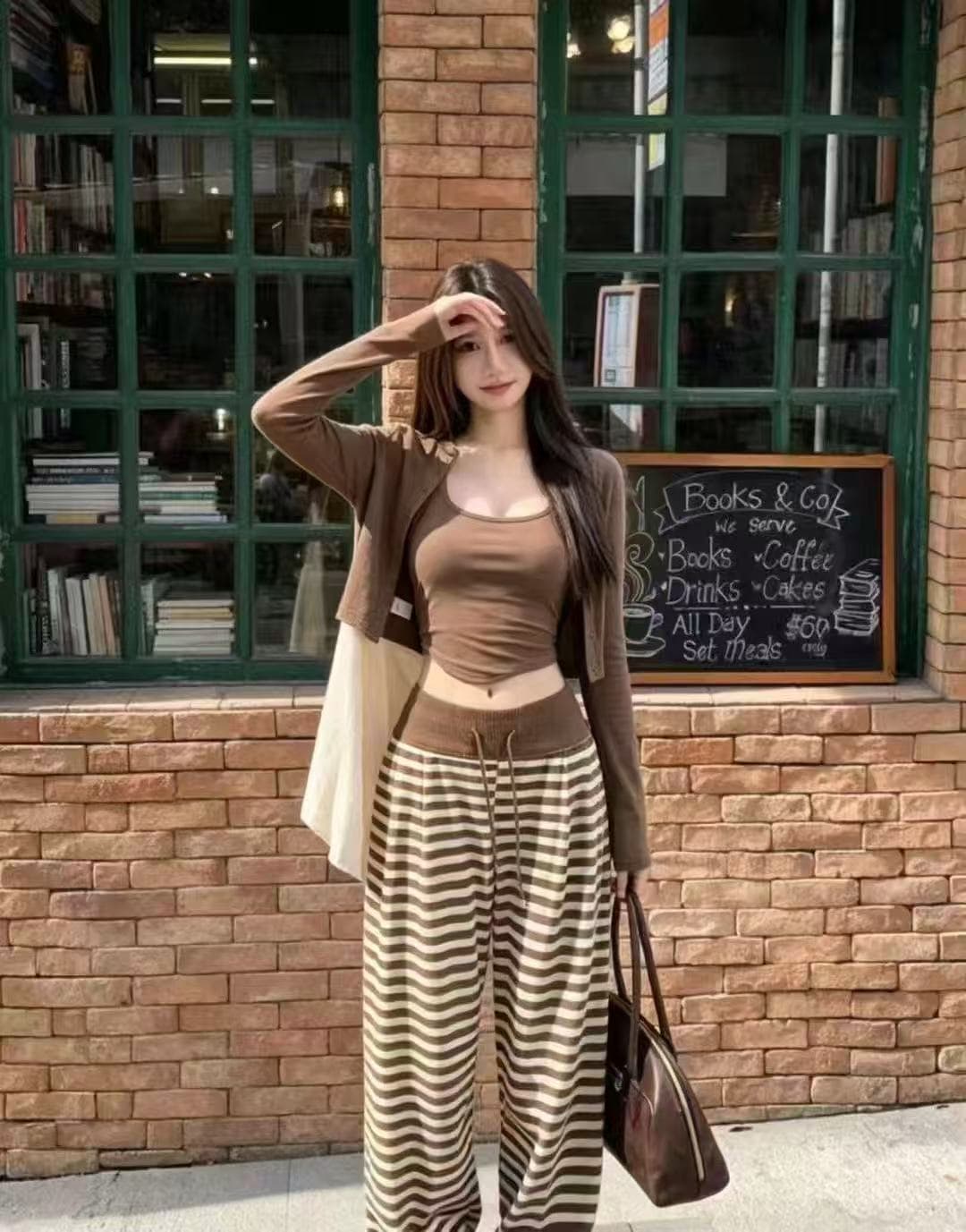 새로운 순수한 욕망 바람 품격 몸매 가꾸기 얇은 스타일 자외선 차단 의류 캐미솔 허리밴드 캐주얼 바지 3 세트 이미지 3