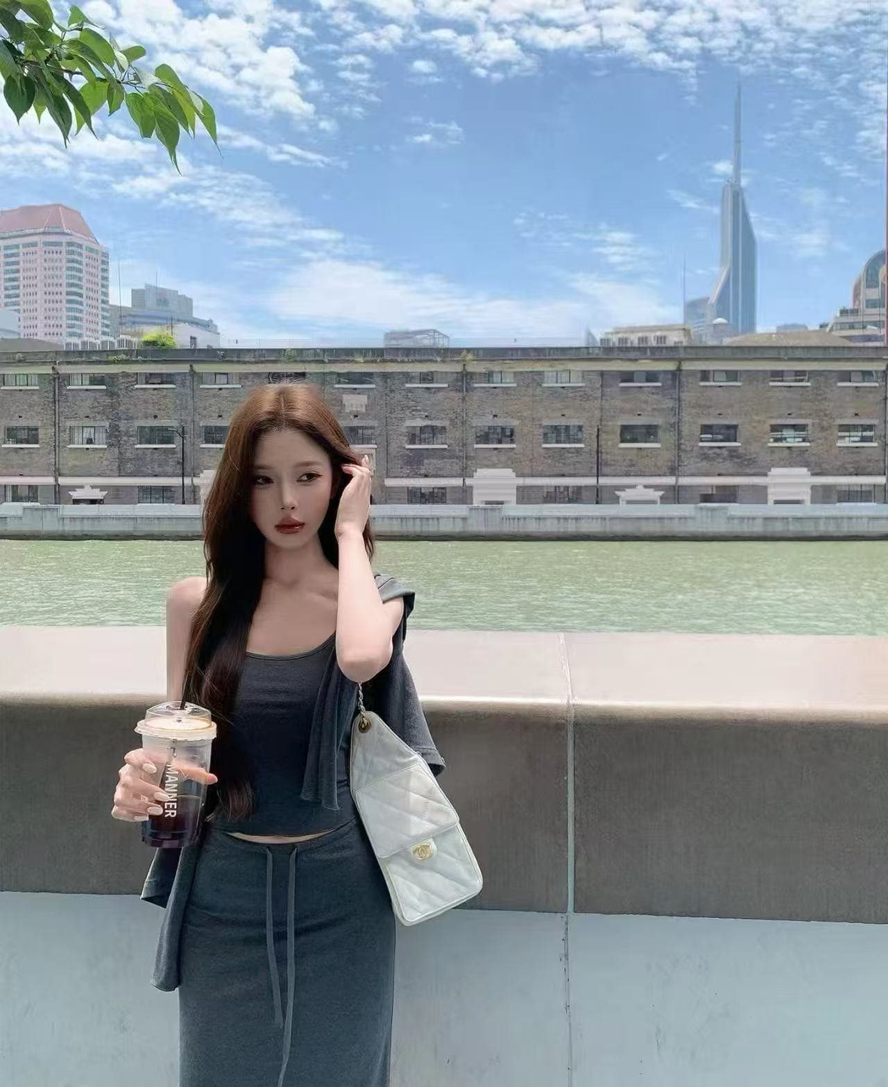 새로운 디스플레이 몸 라이 경기 서울 부드러운 물론 대 신축성 슬립 오픈 가디건 허리밴드 반신 스커트 3종 세트 상세 이미지 8