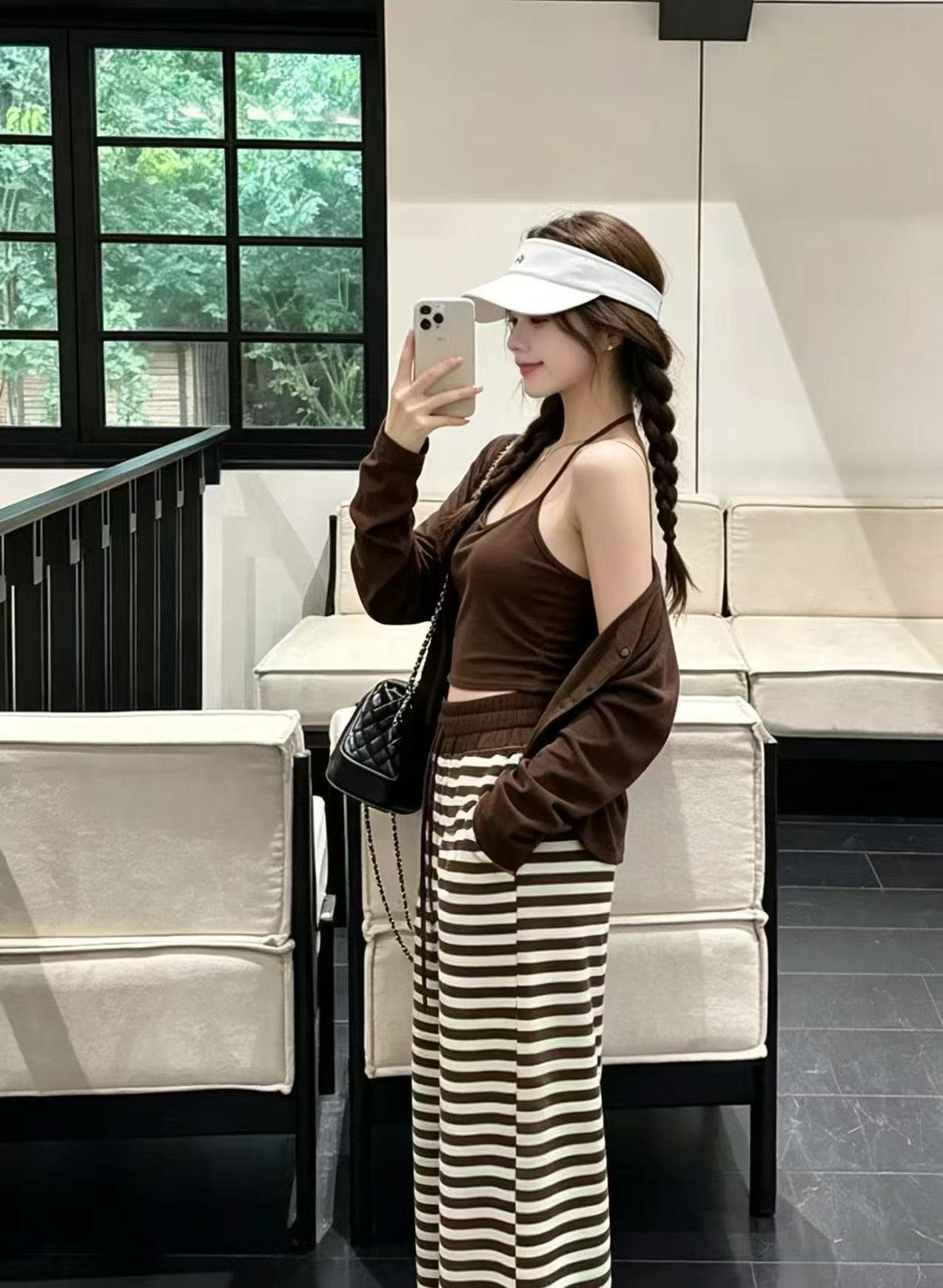 새로운 순수한 욕망 바람 품격 몸매 가꾸기 얇은 스타일 자외선 차단 의류 캐미솔 허리밴드 캐주얼 바지 3 세트