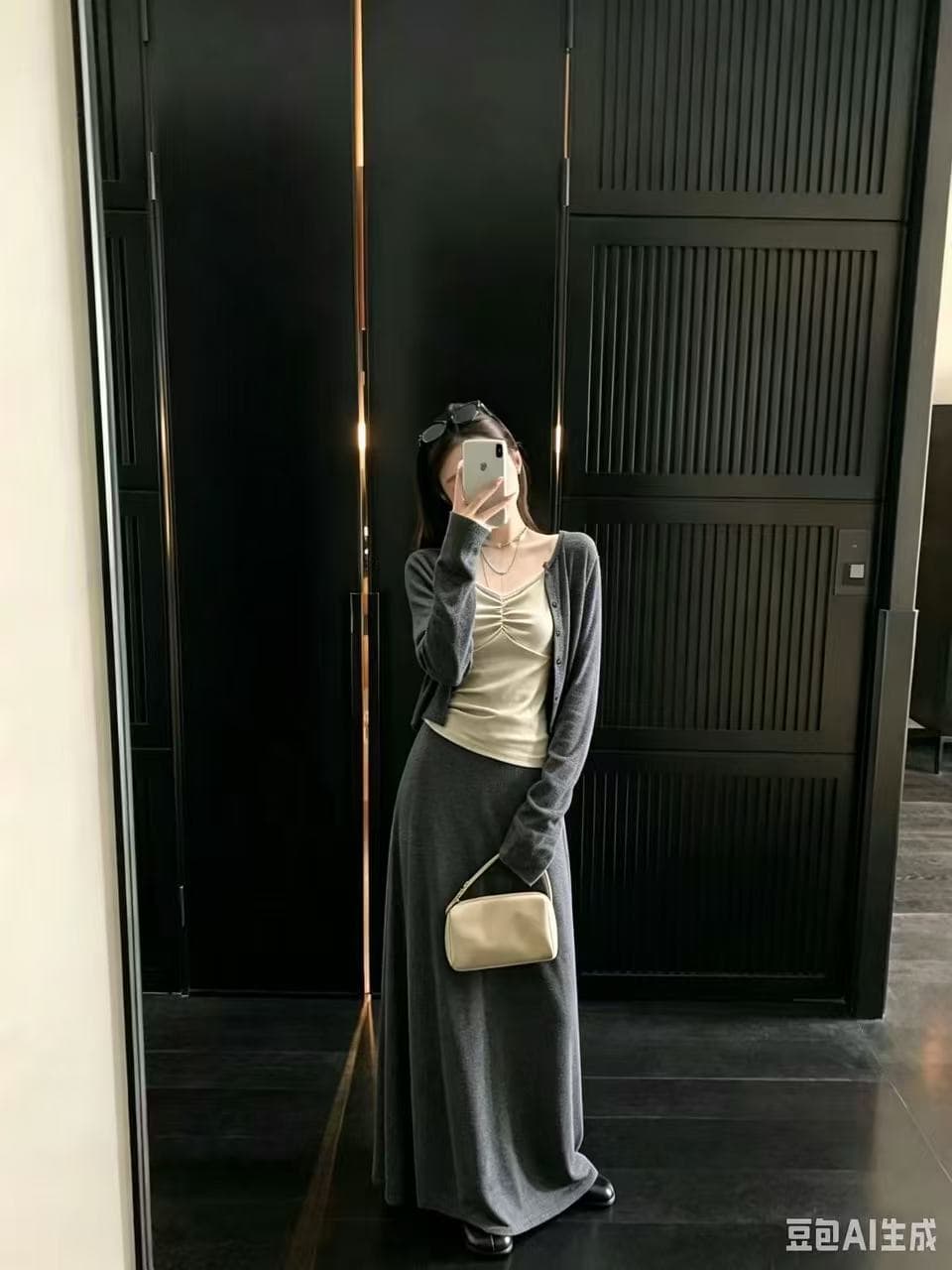 새로운 프랑스식 고급 센스 몸매 가꾸기 쇼트 스타일 자외선 차단 오픈 가디건 슬립 허리밴드 반신 스커트 3종 세트 상세 이미지 5