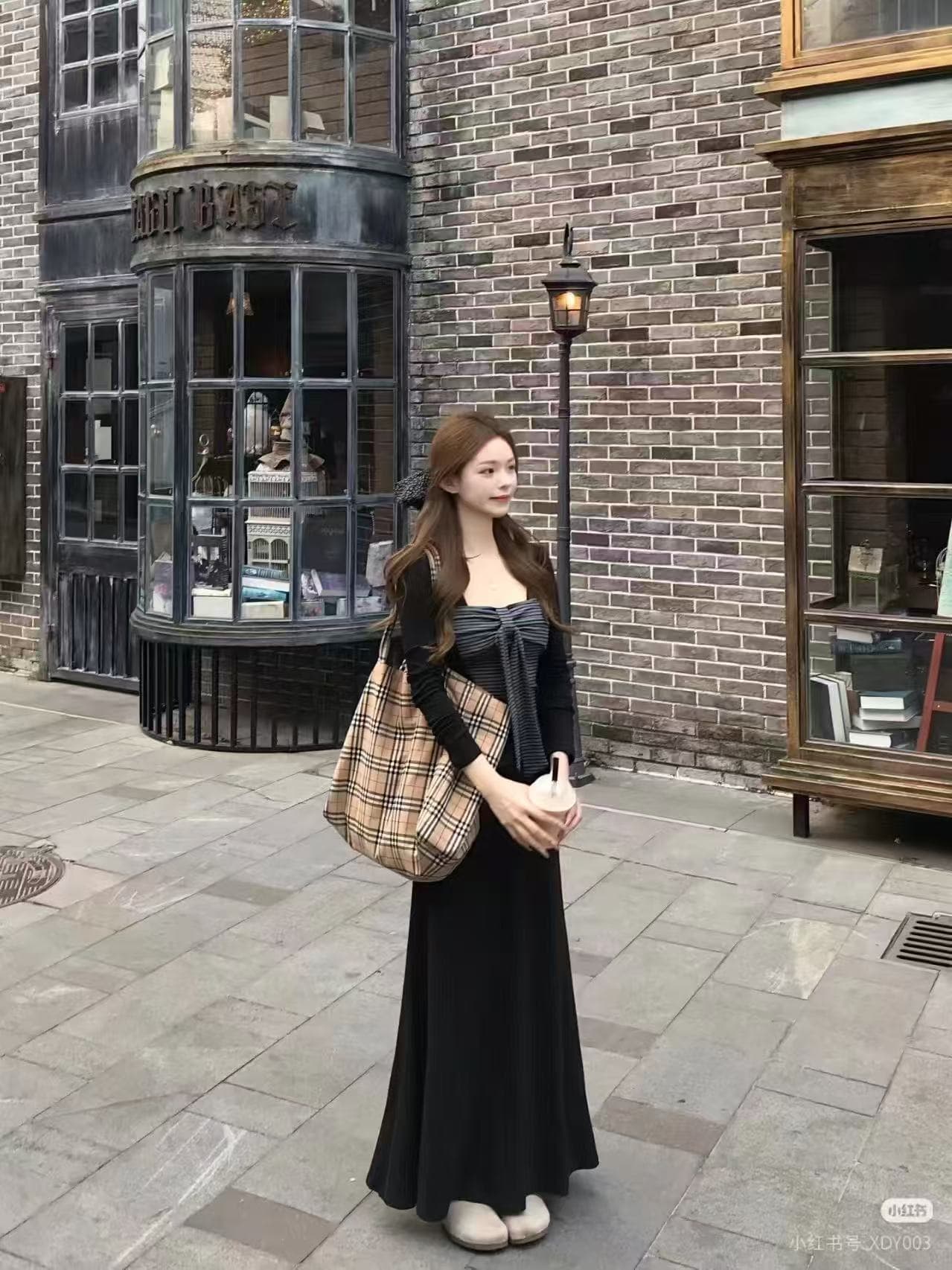 새로운 한 부서 바람 몸매 가꾸기 순수한 욕망 품격 오픈 가디건 스트라이프 슬립 튜브탑 하이웨이스트 반신 스커트 3 세트 이미지 2