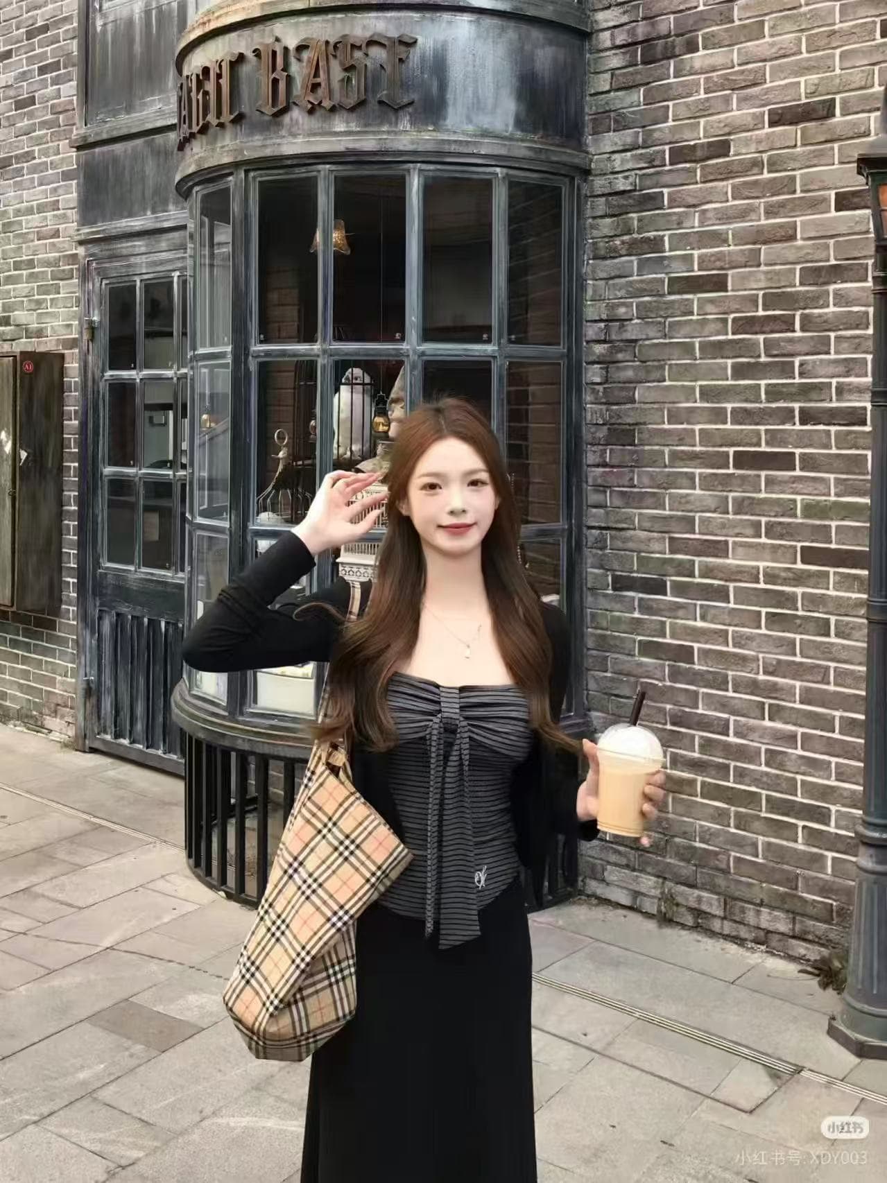 새로운 한 부서 바람 몸매 가꾸기 순수한 욕망 품격 오픈 가디건 스트라이프 슬립 튜브탑 하이웨이스트 반신 스커트 3 세트 상세 이미지 2