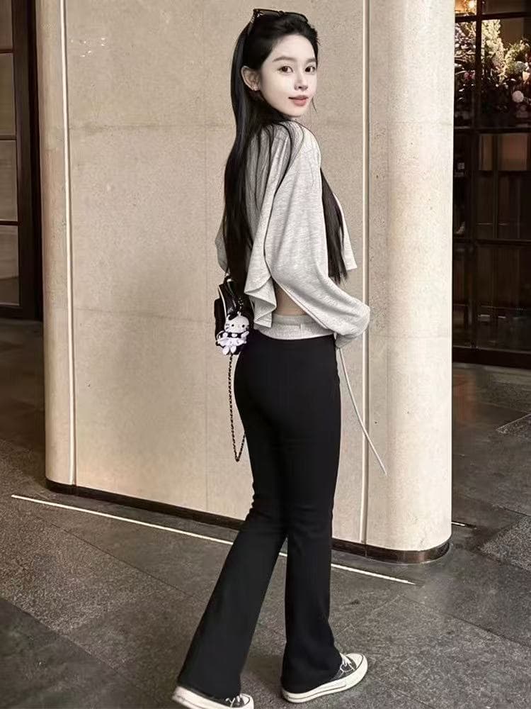 새로운 한국 스타일 패션 기초 섹션 게으른 바람 오프숄더 짧은 티셔츠 하이웨이스트 패치워크 모델 작업자 바지 세트 상세 이미지 4