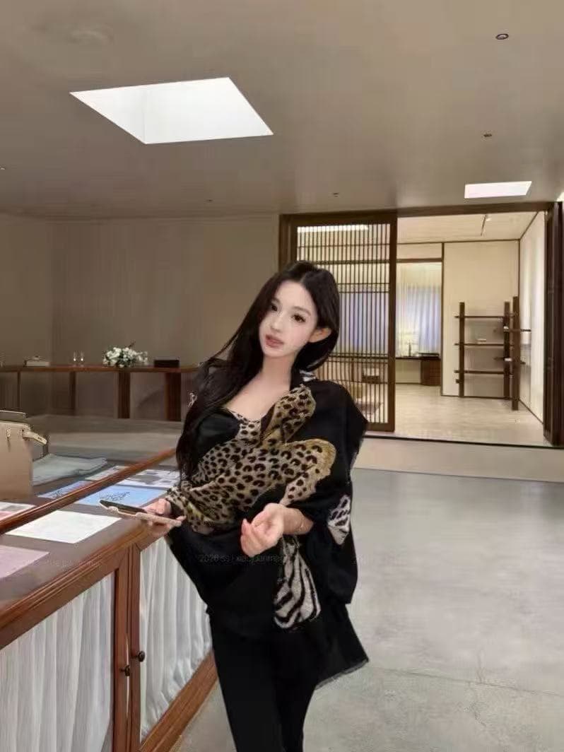 새로운 오래된 돈 바람 얇은 스타일 면 린넨 표범 텍스트 숄 미니멀리즘 조끼 허리밴드 캐주얼 바지 3종 세트 이미지 5