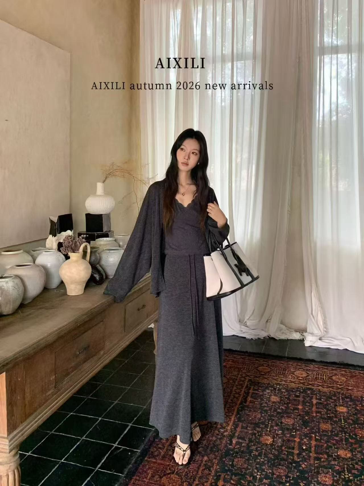 새로운 레이스 V넥 레이스 조끼 외부 가져 가라. 오픈 가디건 허리밴드 펌프 로프 반신 스커트 3종 세트 상세 이미지 7