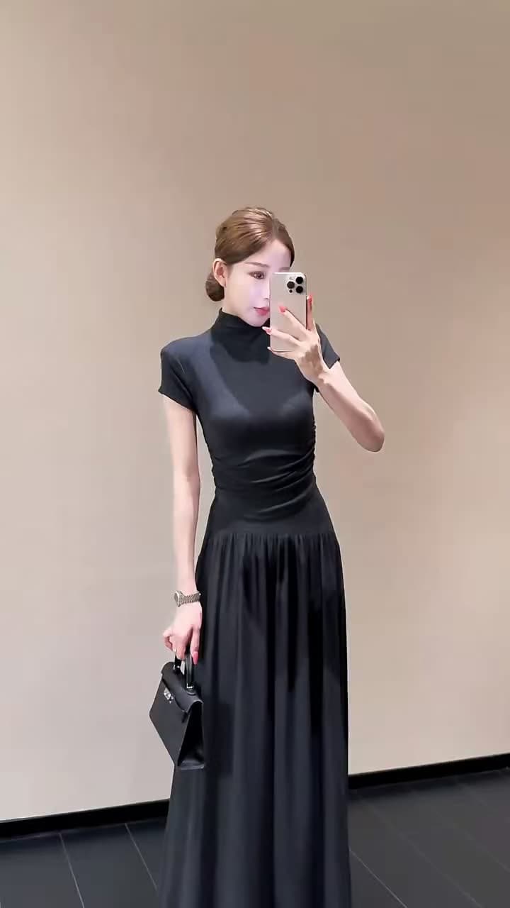 새로운 순수한 욕망 바람 섹시함 핫걸 품격 민소매 몸매 가꾸기 조끼 허리밴드 큰 진자 반신 스커트 투피스 세트 이미지 2