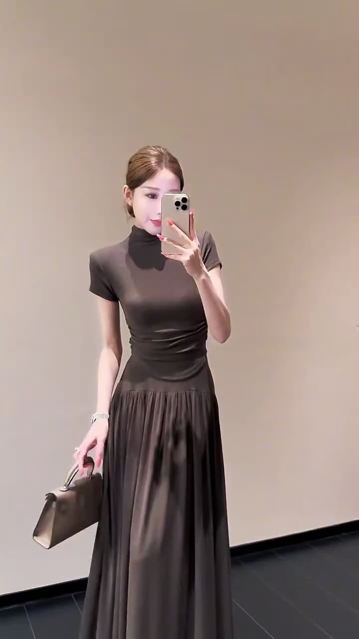 새로운 순수한 욕망 바람 섹시함 핫걸 품격 민소매 몸매 가꾸기 조끼 허리밴드 큰 진자 반신 스커트 투피스 세트 이미지 5