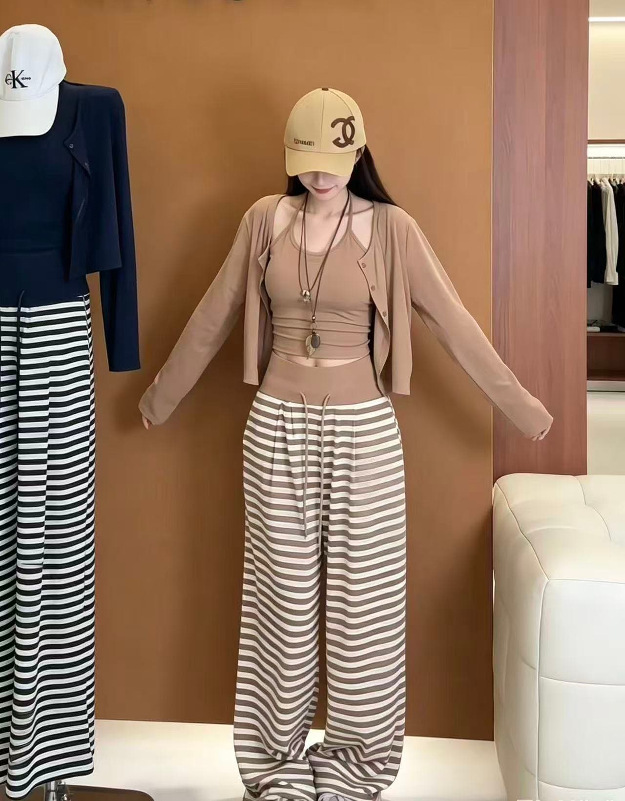 새로운 순수한 욕망 바람 품격 몸매 가꾸기 얇은 스타일 자외선 차단 의류 캐미솔 허리밴드 캐주얼 바지 3 세트 상세 이미지 1