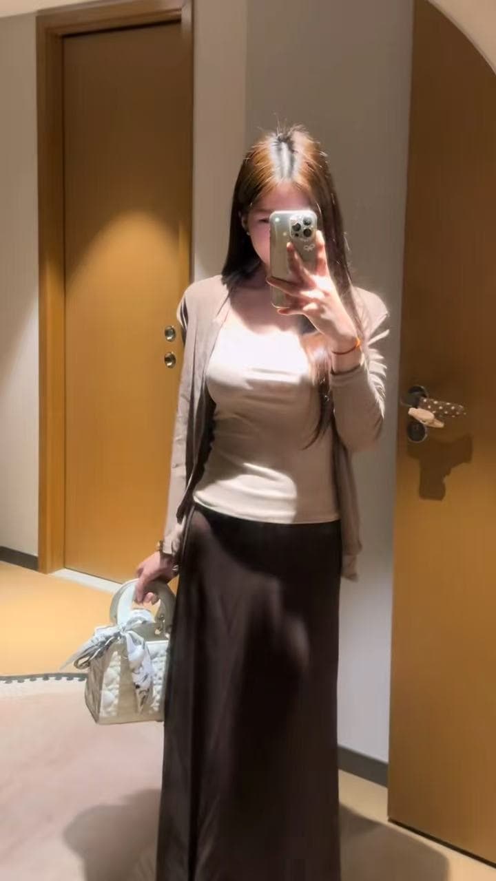 새로운 한국 스타일 패션 품격 다용도 오픈 가디건 슬립 허리밴드 반신 스커트 3종 세트 이미지 4