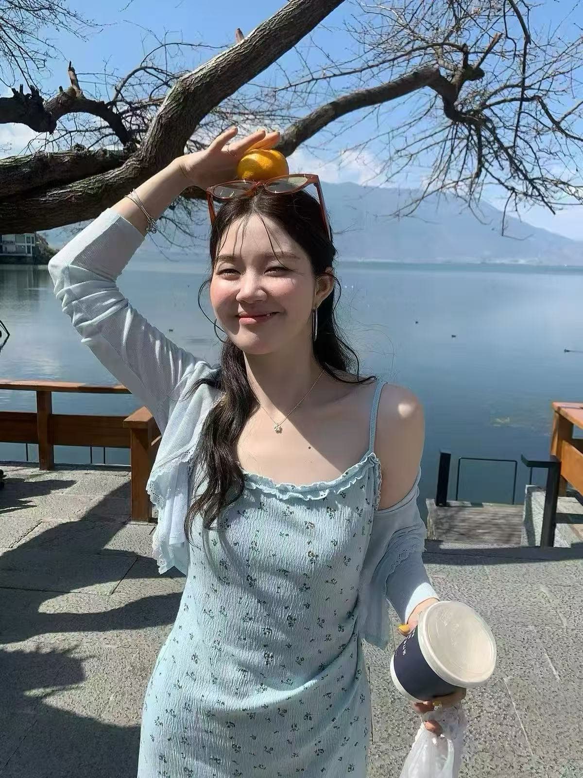 새로운 한국 스타일 패션 바다 소금 꽃무늬 슬립 드레스 자외선 차단 오픈 가디건 세트 상세 이미지 6