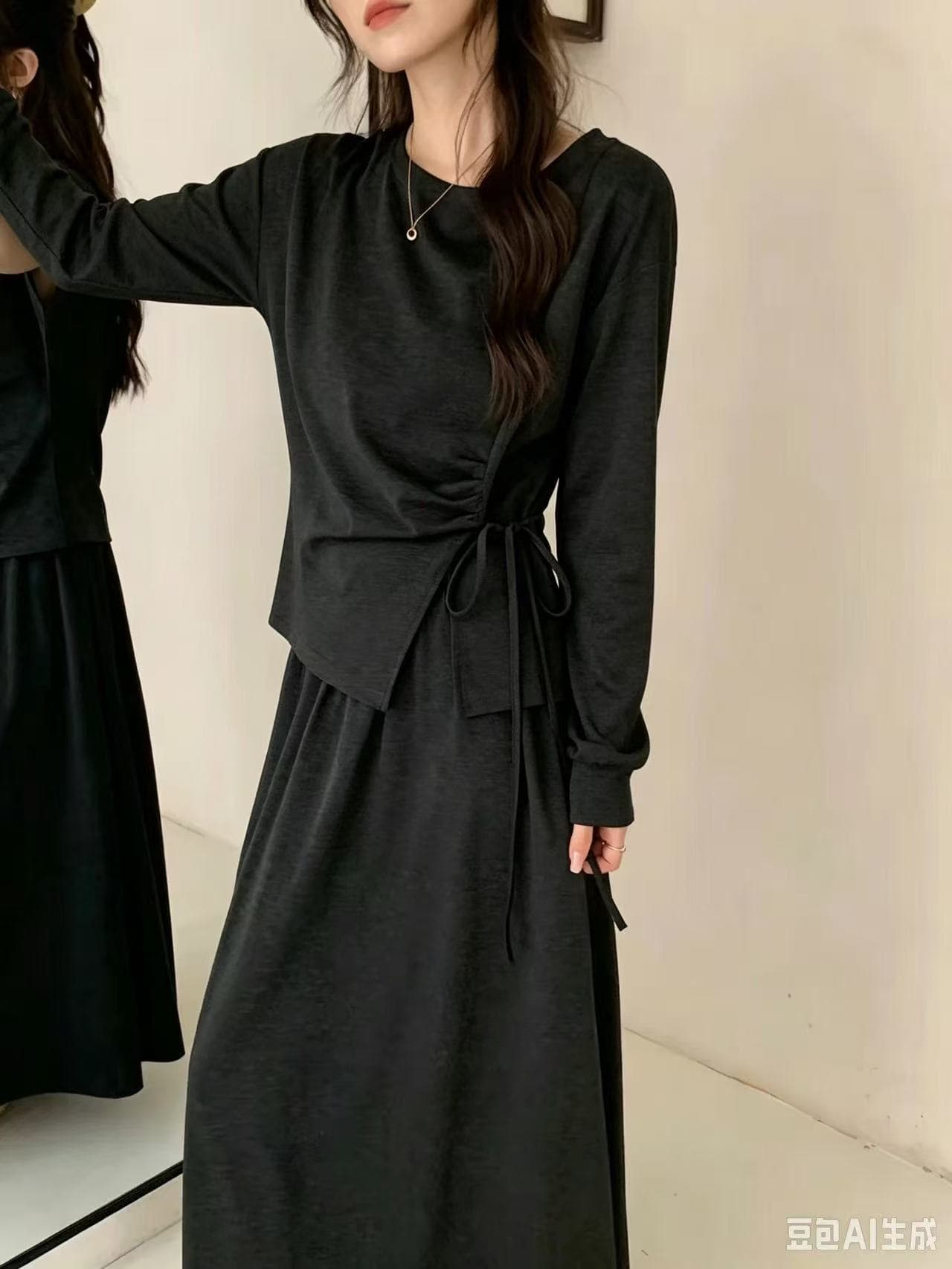 새로운 폭발 착용 가져 가라. 전체 집합 아름다운 스트랩 허리 수축 맨위 허리밴드 반신 스커트 투피스 세트 상세 이미지 9