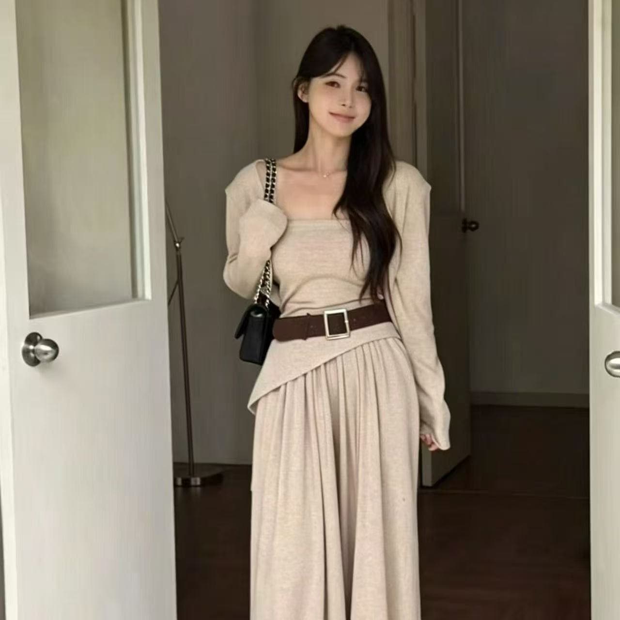 새로운 품격 그레이트 멀리 봐. 셔츠 불규칙 튜브탑 허리밴드 반신 스커트 벨트 4 세트 상세 이미지 5
